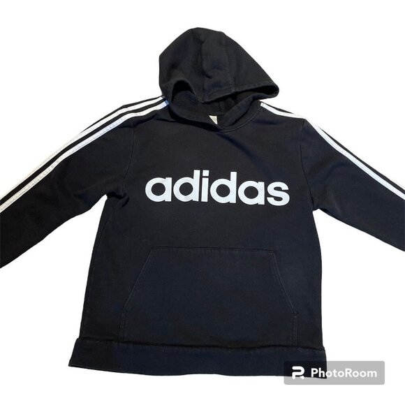 Adidas Other - ADIDAS Boys Signature HoodieSweatshirt  Sz Large 14/16 Black with White Stripes